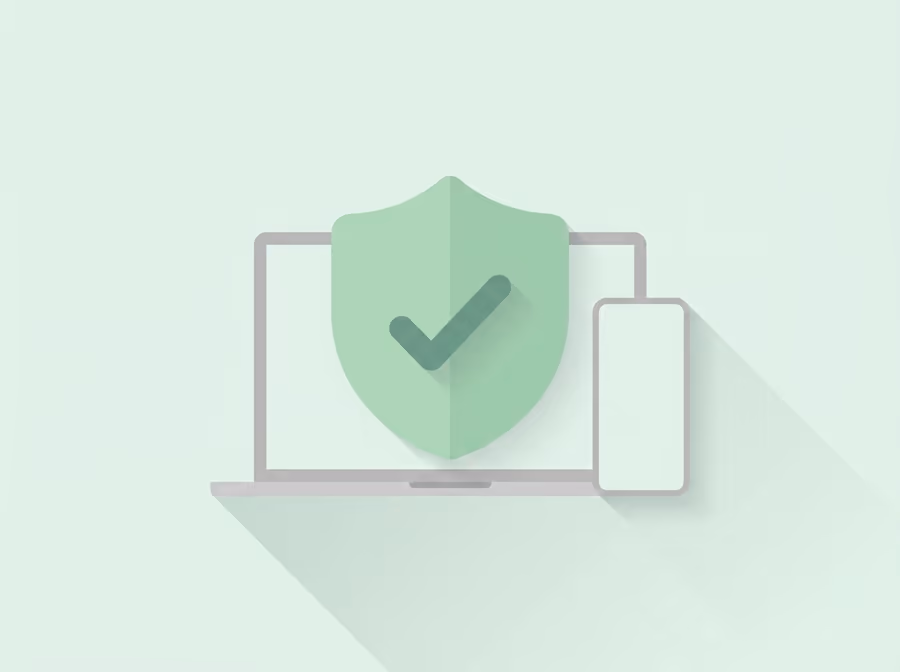A laptop and smartphone protected by a shield