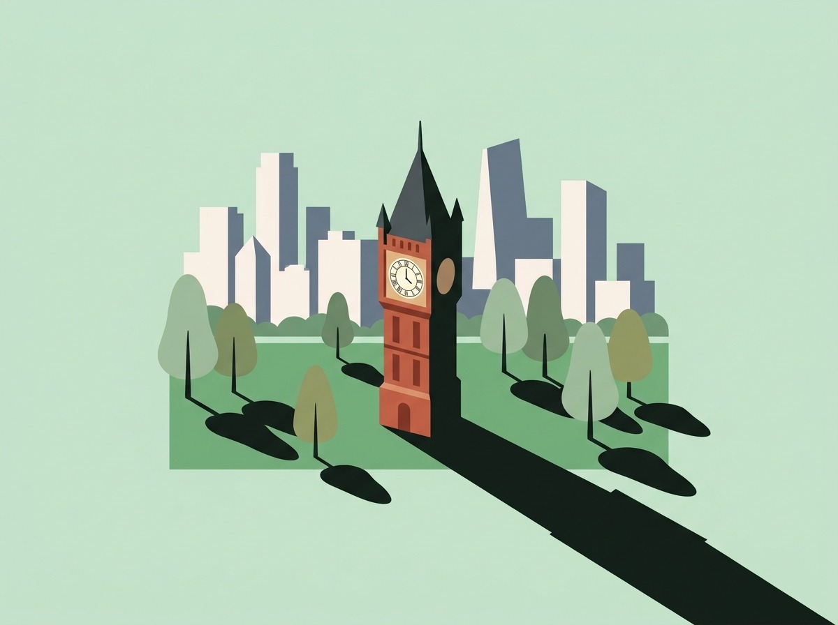 Victoria Park clock tower, Kitchener, illustrated