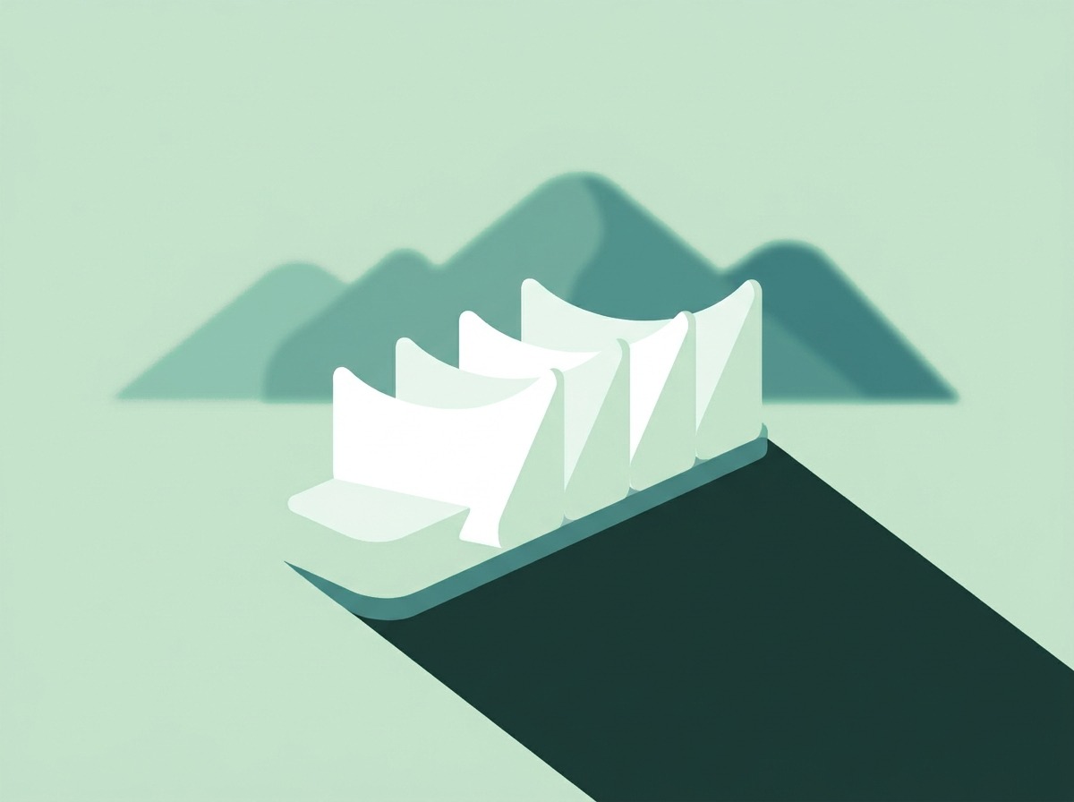 Canada Place sails and mountains, Vancouver, illustrated