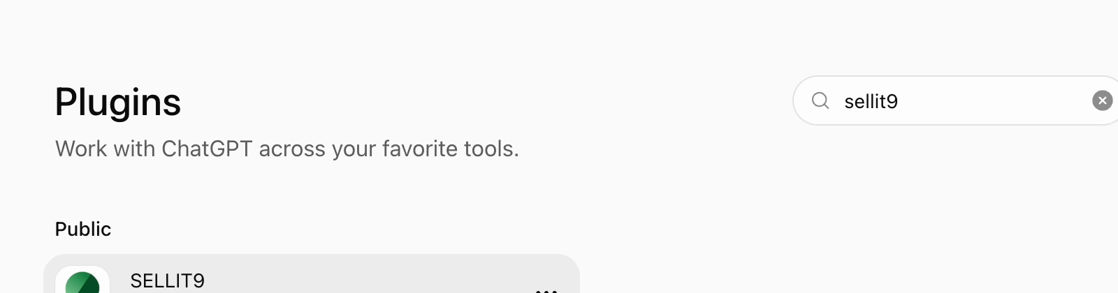 Searching for SELLIT9 in the ChatGPT app directory