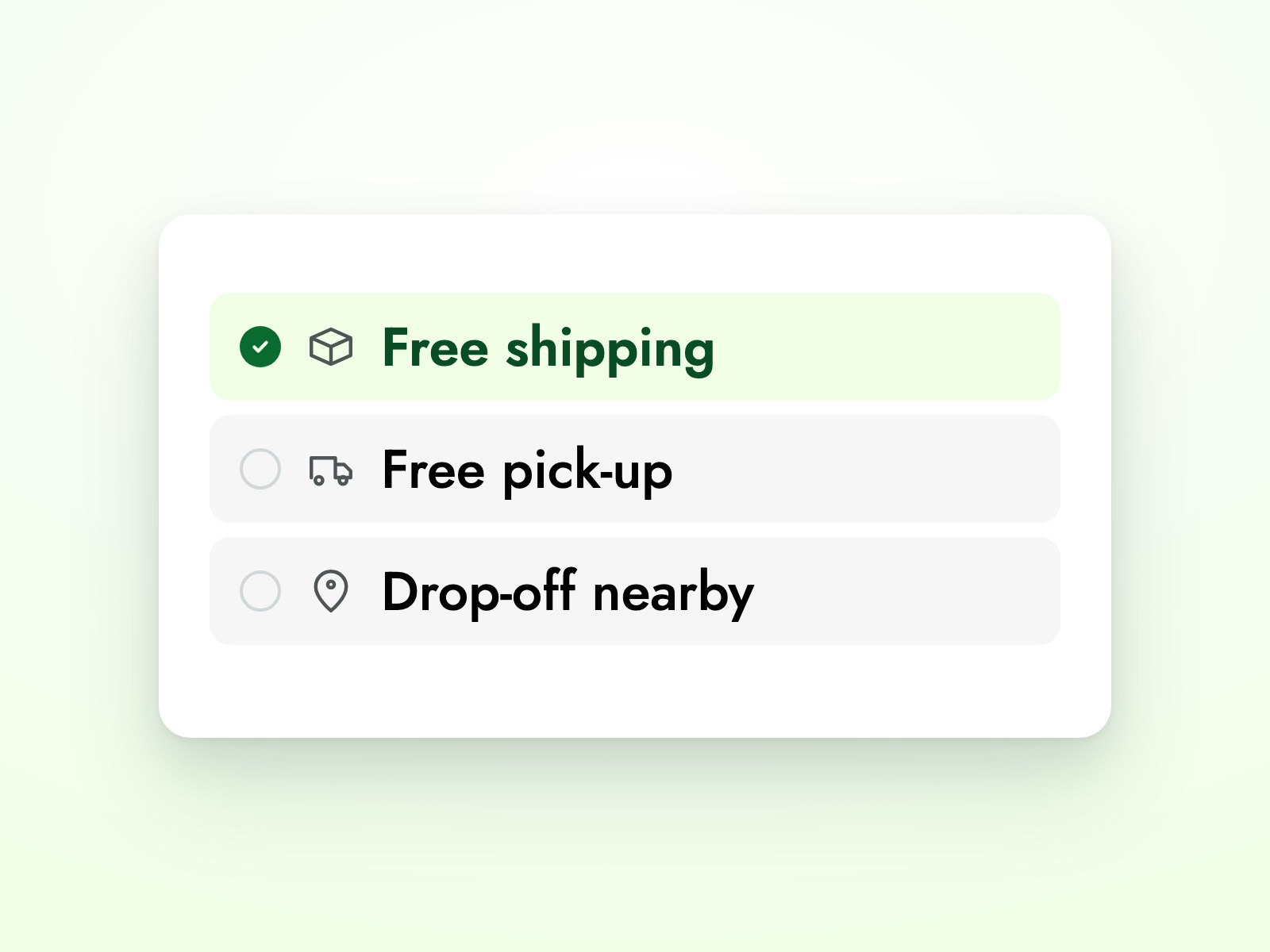 Collection options: free shipping selected, free pick-up, drop-off nearby