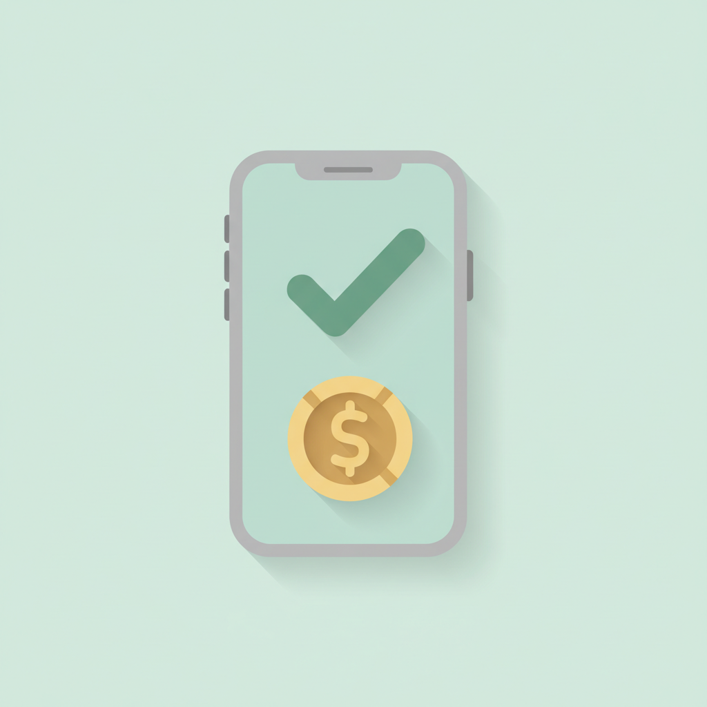 Phone showing a reward confirmation with a checkmark