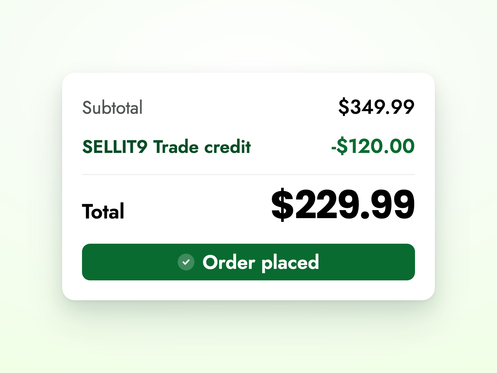 Store credit applied to the order total at purchase